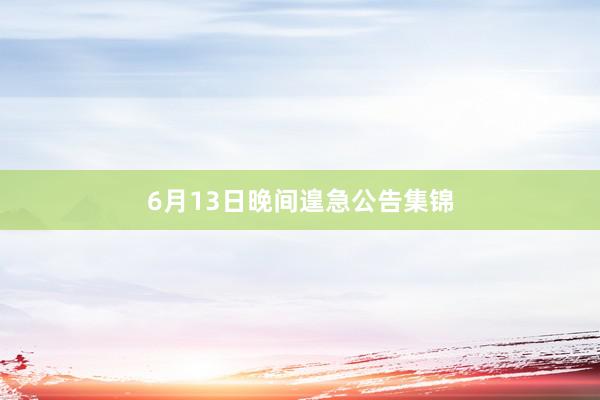 6月13日晚间遑急公告集锦