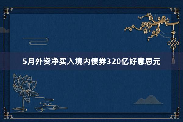 5月外资净买入境内债券320亿好意思元