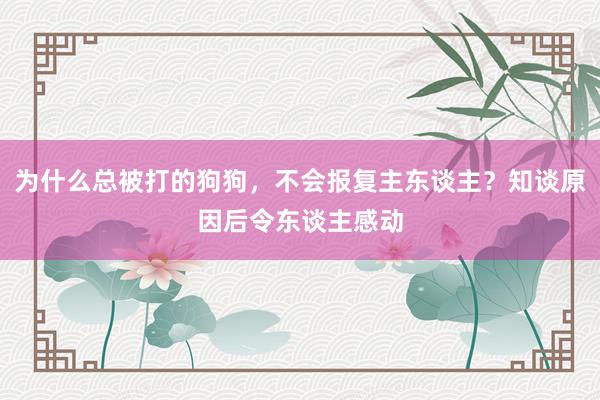 为什么总被打的狗狗，不会报复主东谈主？知谈原因后令东谈主感动