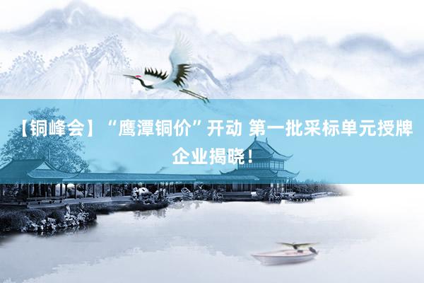 【铜峰会】“鹰潭铜价”开动 第一批采标单元授牌企业揭晓！