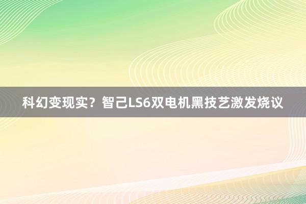 科幻变现实？智己LS6双电机黑技艺激发烧议