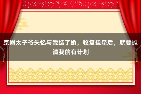 京圈太子爷失忆与我结了婚，收复挂牵后，就要抛清我的有计划