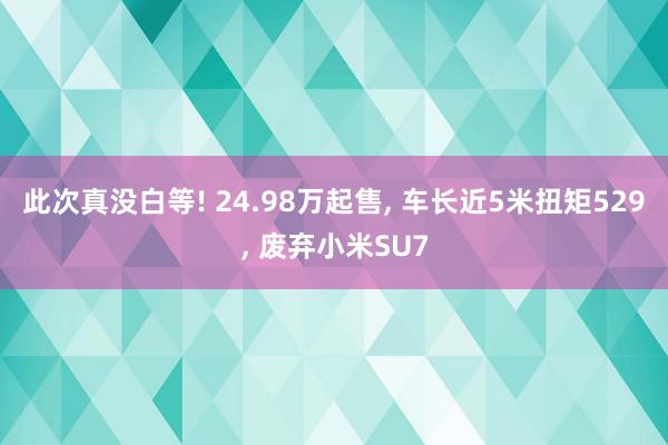 此次真没白等! 24.98万起售, 车长近5米扭矩529, 废弃小米SU7