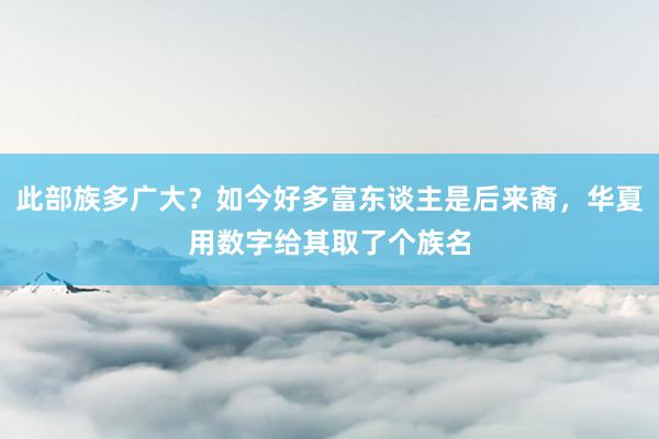 此部族多广大？如今好多富东谈主是后来裔，华夏用数字给其取了个族名