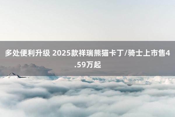 多处便利升级 2025款祥瑞熊猫卡丁/骑士上市售4.59万起