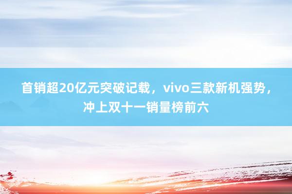 首销超20亿元突破记载，vivo三款新机强势，冲上双十一销量榜前六